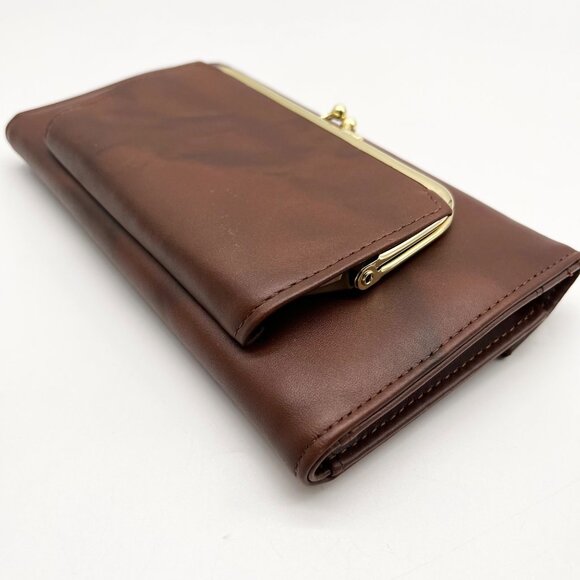 Julia Buxton Brown Leather Heiress Checkbook Wallet - Picture 9 of 10